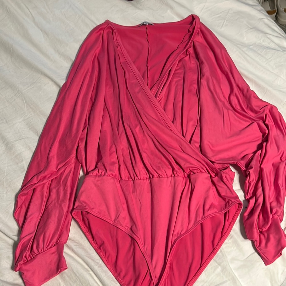 Hot pink long sleeve body suit